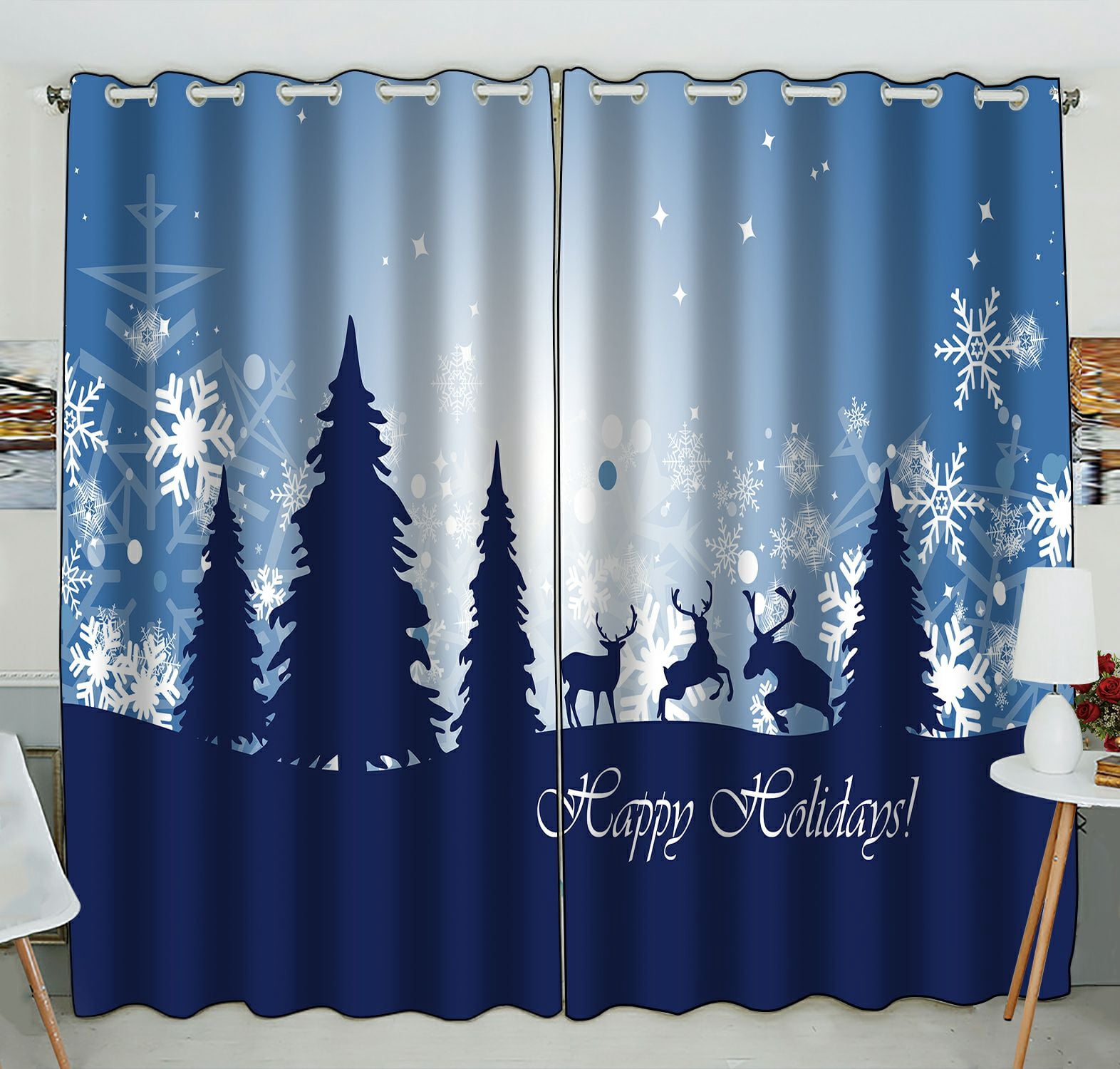 ZKGK Merry Christmas Tree Window Curtain Drapery/Panels/Treatment For