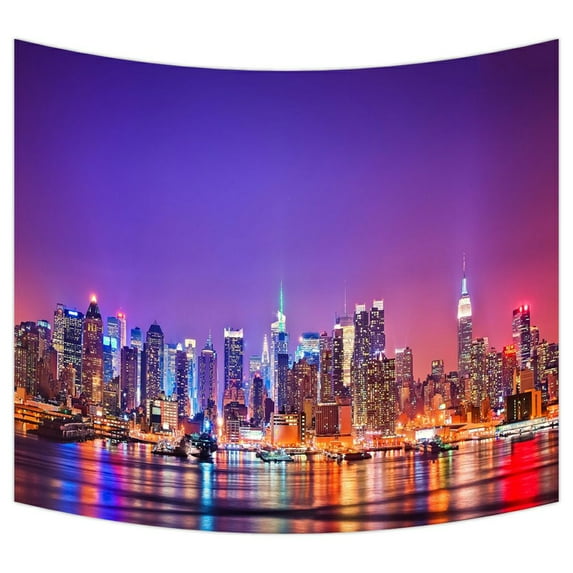 ZKGK New York City Skyline Tapestry Wall Hanging Wall Decor Art for Living Room Bedroom Dorm Cotton Linen Decoration 51x60 Inches