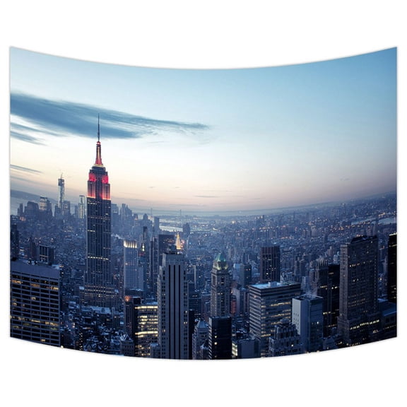 ZKGK New York City Skyline Tapestry Wall Hanging Wall Decor Art for Living Room Bedroom Dorm Cotton Linen Decoration 80x60 Inches