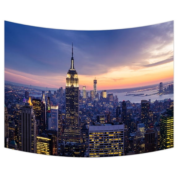 ZKGK New York City Skyline Tapestry Wall Hanging Wall Decor Art for Living Room Bedroom Dorm Cotton Linen Decoration 80x60 Inches