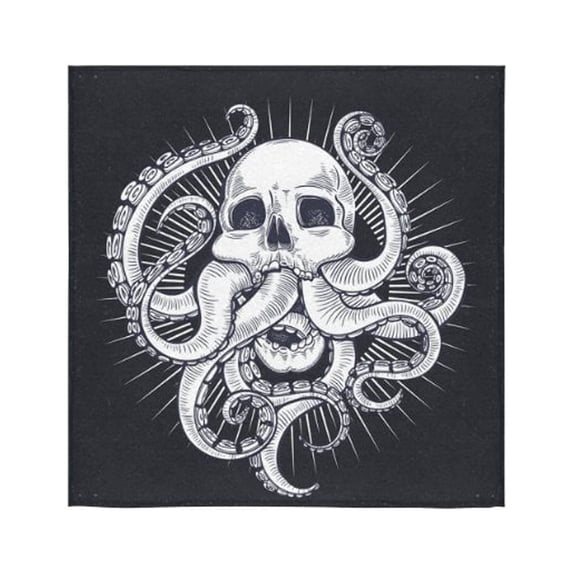 ZKGK Octopus Kraken Tentacle Black and White Skull Washcloth Dish Cloth Bath Towels For Bathroom Kitchen and Travel Use 13"X13" Square
