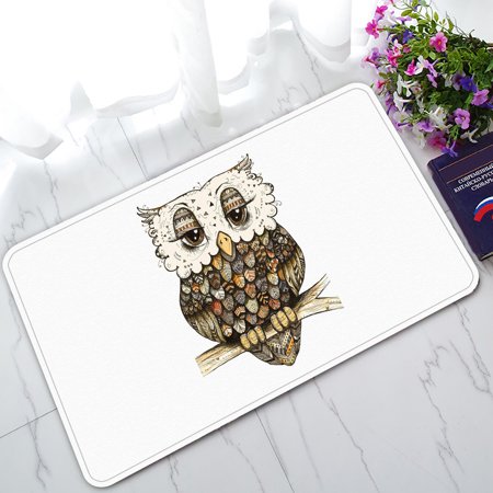 ZKGK Owl Art Pattern Non-Slip Doormat Indoor/Outdoor/Bathroom Doormat 30 x 18 Inches
