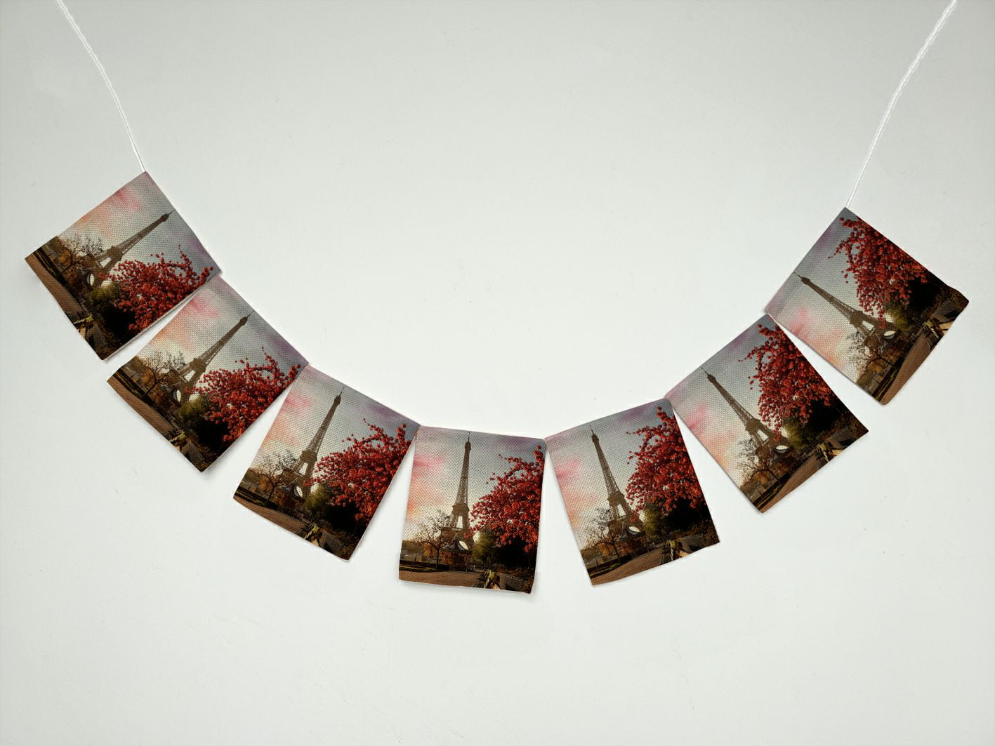 ZKGK Paris Eiffel Tower Banner Bunting Garland Flag Sign for Home Family Party Decoration