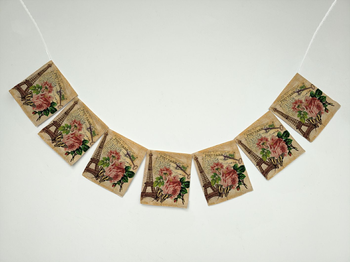 ZKGK Paris Eiffel Tower Banner Bunting Garland Flag Sign for Home Family Party Decoration