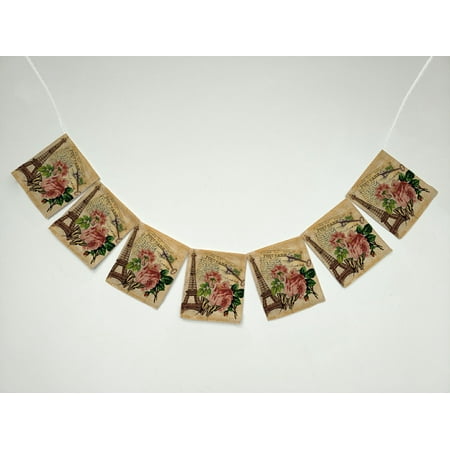 ZKGK Paris Eiffel Tower Banner Bunting Garland Flag Sign for Home Family Party Decoration