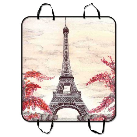 ZKGK Paris Eiffel Tower Dog Car Seat Cover Dog Car Seat Cushion Waterproof Hammock Seat Protector Cargo Mat for Cars SUVs and Trucks 54x60 inches