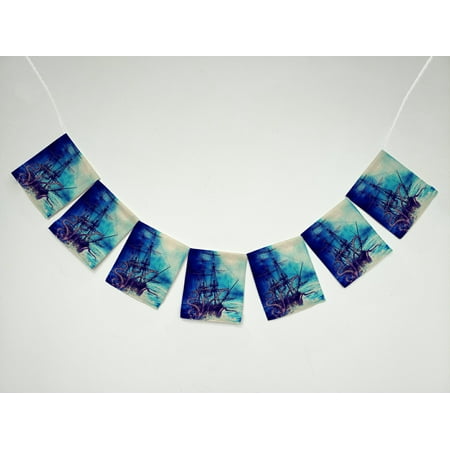 ZKGK Pirate Ship Octopus Banner Bunting Garland Flag Sign for Home Family Party Decoration