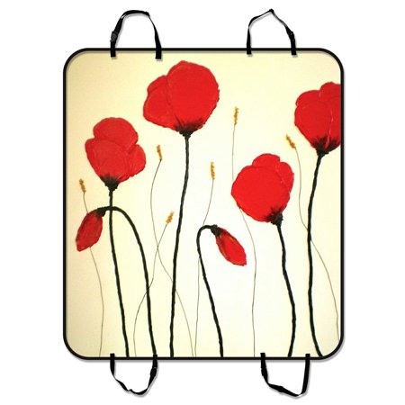 ZKGK Poppy Flowers Dog Car Seat Cover Dog Car Seat Cushion Waterproof Hammock Seat Protector Cargo Mat for Cars SUVs and Trucks 54x60 inches