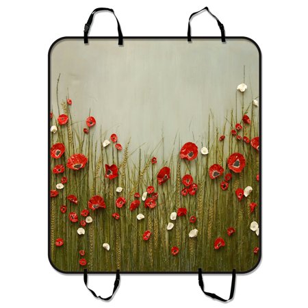 ZKGK Poppy Flowers Dog Car Seat Cover Dog Car Seat Cushion Waterproof Hammock Seat Protector Cargo Mat for Cars SUVs and Trucks 54x60 inches