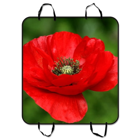 ZKGK Poppy Flowers Dog Car Seat Cover Dog Car Seat Cushion Waterproof Hammock Seat Protector Cargo Mat for Cars SUVs and Trucks 54x60 inches