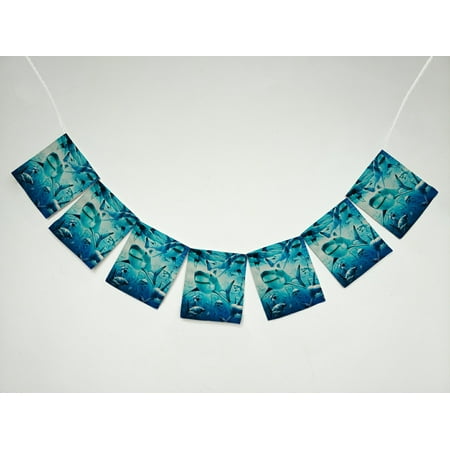 ZKGK Sea Sharks In the Deep Ocean Banner Bunting Garland Flag Sign for Home Family Party Decoration