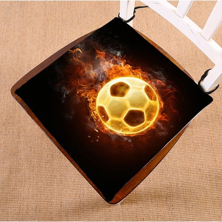 ZKGK Soccer Ball Art On Fire Seat Pad Seat Cushion Chair Cushion Floor Cushion Two Sides 20x20 Inches