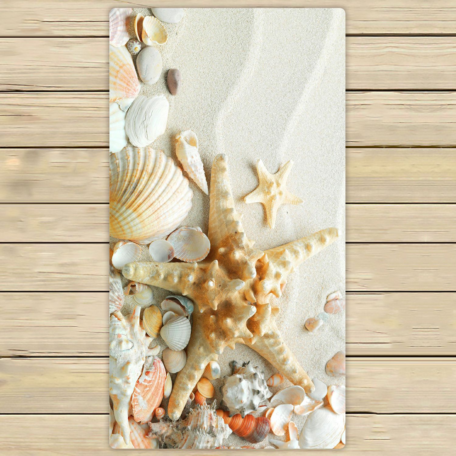 ZKGK Summer Beach with Starfish Sea Shells Hand Towel Bath Towels Beach Towel For Home Outdoor Travel Use Size 30x56 Inches - image 1 of 3