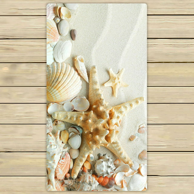 ZKGK Summer Beach with Starfish Sea Shells Hand Towel Bath Towels Beach Towel For Home Outdoor Travel Use Size 30x56 Inches