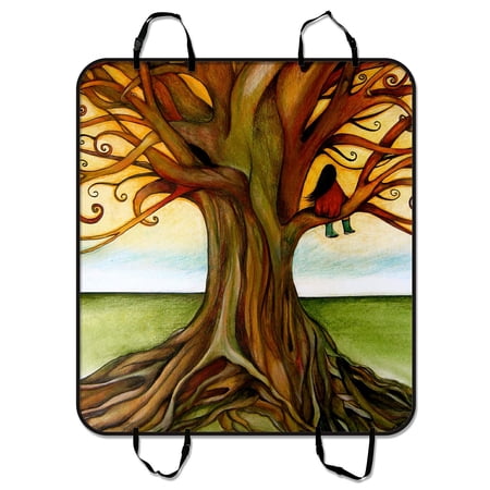 ZKGK Tree Art Dog Car Seat Cover Dog Car Seat Cushion Waterproof Hammock Seat Protector Cargo Mat for Cars SUVs and Trucks 54x60 inches