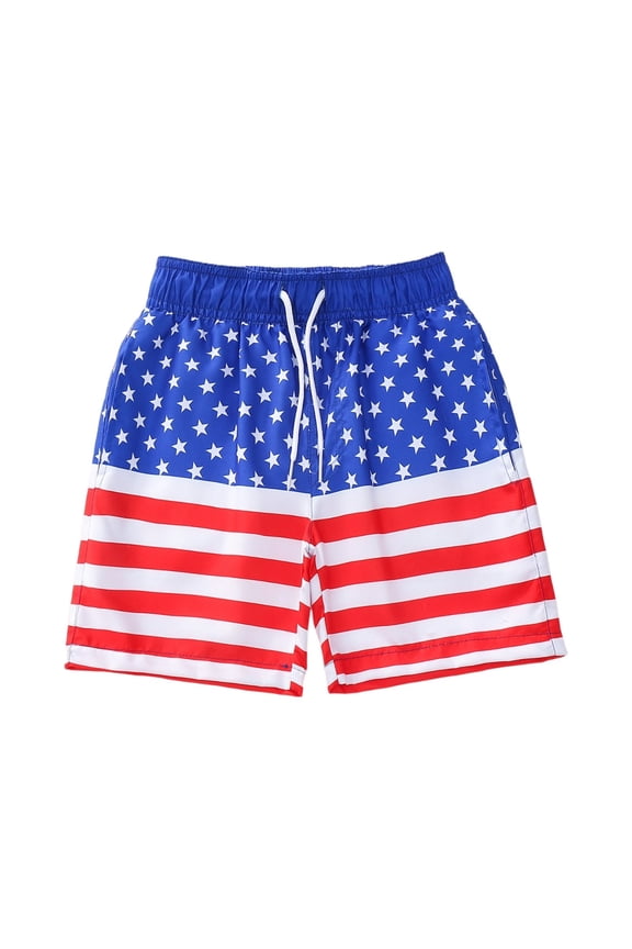 ZKIRBJV Boy Swim Trunks 10-12 4th Of July Independence Day Shorts Flag Print Swimsuit Kids Beach Board Shorts Blue 7-8 Years