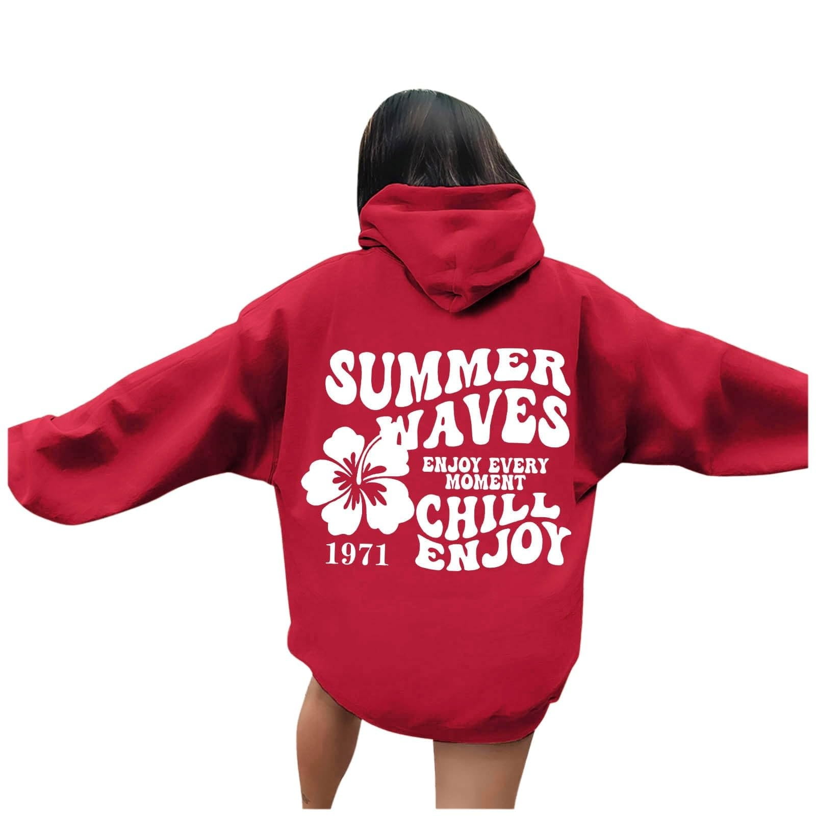 ZKIRBJV Cute Hoodies for Women Oversize Letter Print Graphic