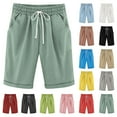 thumbnail image 1 of ZKIRBJV Girls Linen Shorts Size 10-12 Athletic Floral Print Shorts Summer Girls Cute Elastic Belt Linen Midi Shorts with Pocket Light Brown 11-12 Years, 1 of 3