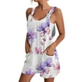 thumbnail image 1 of ZKIRBJV Oversized Summer Rompers for Women 2024 Lounge Short Overalls Strap Adjustable Denim Tie Strap Jumpsuits Loose Sleeveless Outfits with Pockets Light Purple XL, 1 of 5