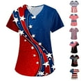 thumbnail image 1 of ZKIRBJV Scrubs for Women Tops American Flag Print Cozy Fit Plus Size Scrub Top V Neck Short Sleeve Stretch Nurses Scrubs Medical Working Uniform with Pockets Navy M, 1 of 5