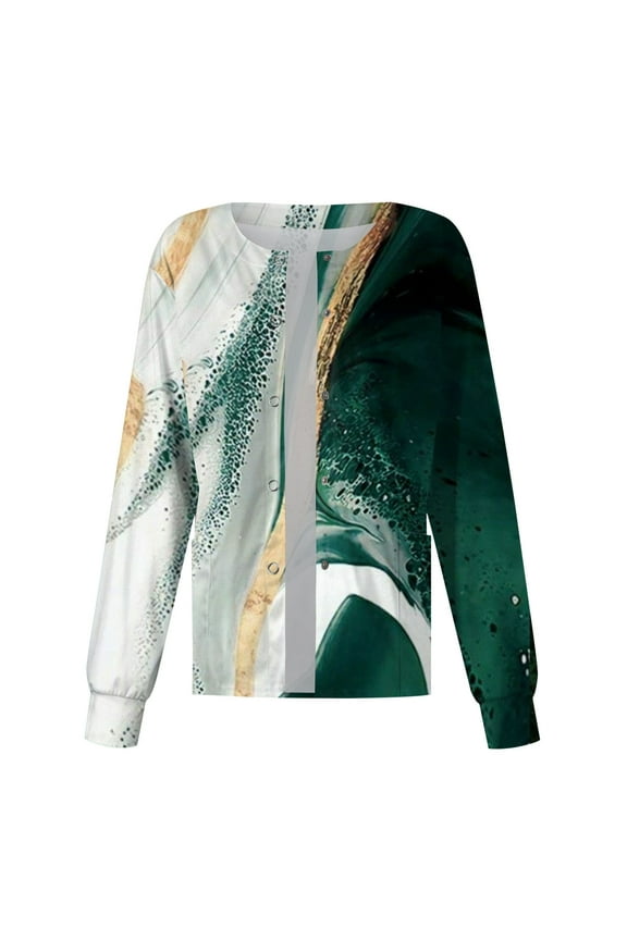 Womens Lab Coat Snap Front Warm-Up Long Sleeve Scrubs Coats Spring Light Oversize Scrub Jacket Stand-Up Collar Medical Nurse Working Cardigan with Pocket Green XL