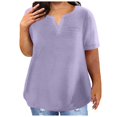thumbnail image 1 of ZKIRBJV Womens Plus Size Tops Dressy Casual Going Out Tunic Crew Neck Short Sleeve Solid Color Plain T-Shirt Summer Tunics Blouses Purple L, 1 of 4