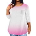 thumbnail image 1 of ZKIRBJV Womens Plus Size Tops Dressy Casual Sexy Tunics 3/4 Length Sleeve V-Neck Gradient Print T-Shirt Summer Tunic Tops Pink 4XL, 1 of 5