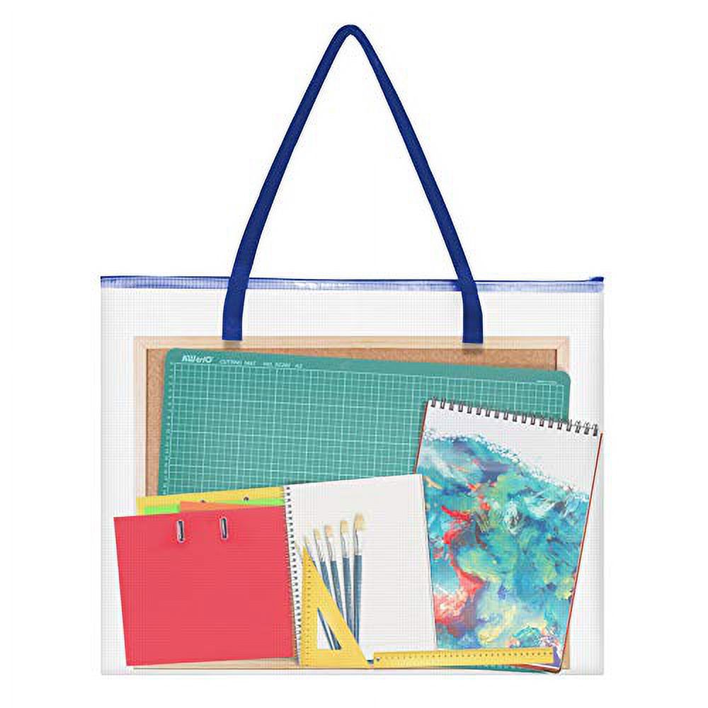 ZKOO Bulletin Board Storage Bag, 26" x 20" Art Portfolio Bag,Transparent White Bag for Poster