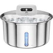 ZKSCOOL Wireless Cat Water Fountain, 108oz/3.2L Battery Operated Pet Water Fountain, Stainless Steel Dog Water Dispenser with Motion Sensor, Quiet Cordless Cat Fountain for Inside