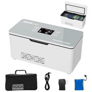 ZKSCool Portable Insulin Travel Case,10600mAh Rechargeable Battery Diabetic Box, Mini Drug Refrigerator with LCD Temp Display, Insulin Cooler Travel Box for Home & Outdoor Use Grey