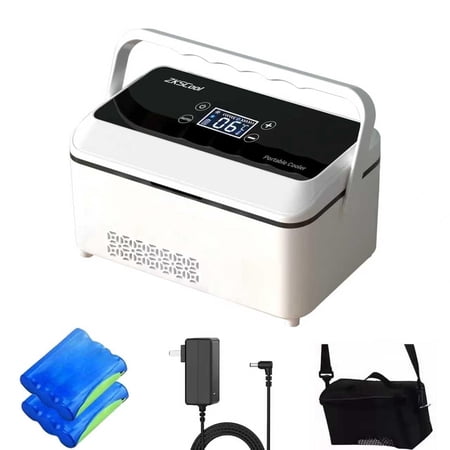ZKSCool Portable Insulin Travel Case,13600mAh Rechargeable Battery Diabetic Box, Mini Drug Refrigerator with LCD Temp Display, Insulin Cooler Travel Box for Home & Outdoor Use (Black)