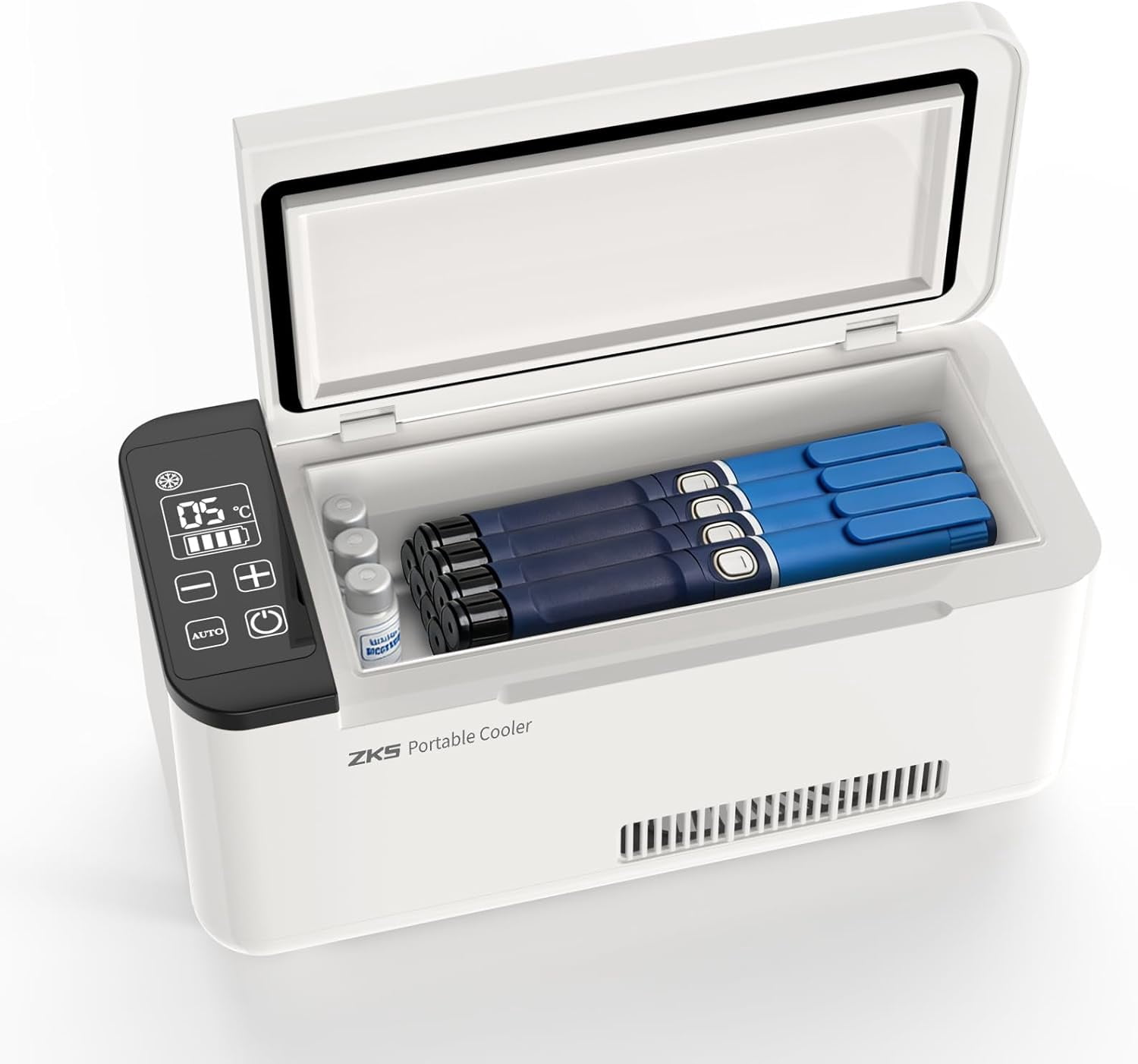 Open Box ZKSCool Portable Insulin Travel Case,36.6 cu in Rechargeable Battery Diabetic Box, Mini Drug Refrigerator with LCD Temp Display, Insulin Cooler Travel Box for Home & Outdoor Use