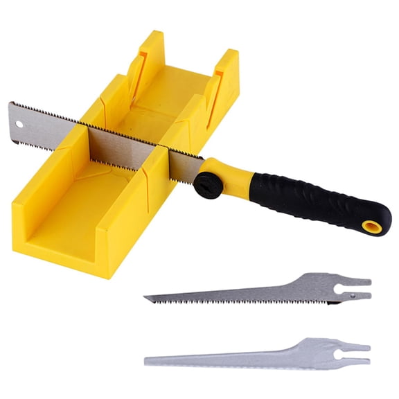 ZKSNART 4 PCS Miter Box and Saw Set, 3 Replaceable Hand Saws with 12-Inch Plastic Mitre Box, Precise Miter and Bevel Cuts for Molding,Trim, Woodworking and Crafting