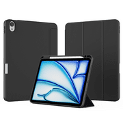 ZKTUYU Case for New iPad Air 11-inch (2024), iPad Air 5th Generation 2022/ iPad Air 4th Generation 2020 10.9 Inch, Soft TPU Cover with Pencil Holder, Auto Wake/Sleep, Support Touch ID, Black