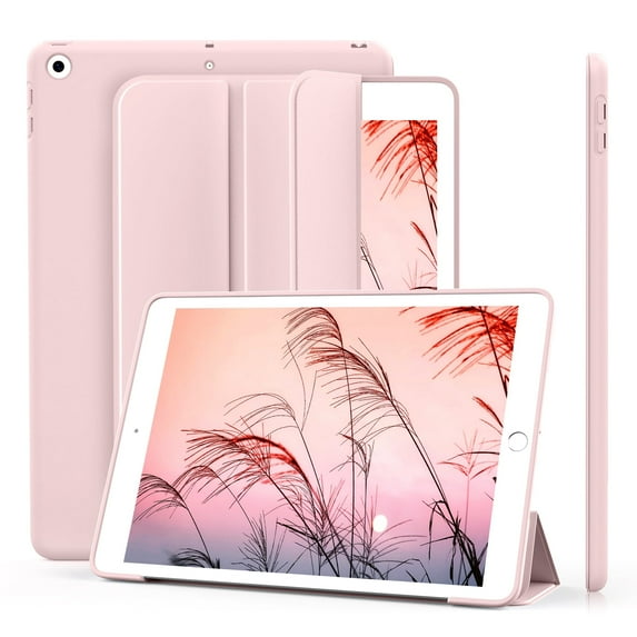 ZKTUYU Case for iPad 6th Generation 2018/iPad 5th Generation 2017 9.7 inch, with Pencil Holder, Auto Sleep/Wake, Soft TPU Back Slim Lightweight Trifold Stand Smart Cover for iPad 9.7 6/5, Pink