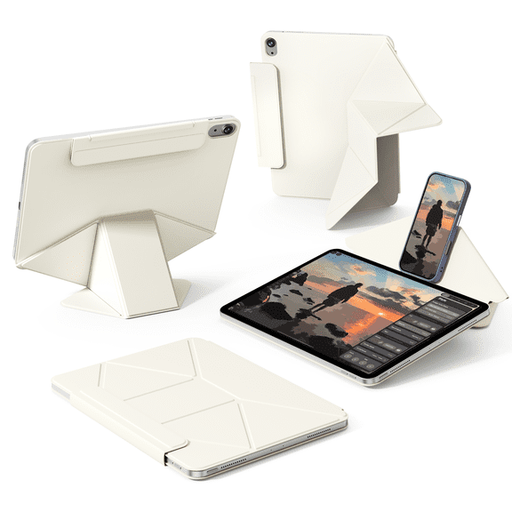 ZKTUYU Case for iPad (A16) 11th Generation 11 Inch 2025 & iPad 10th Generation 10.9 Inch 2022, Slim Magnetic case with Detachable Pencil Holder,  6 View Angles Slim Stand, Auto Wake/Sleep, White