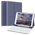 thumbnail image 1 of ZKTUYU Keyboard Case for iPad 9th Generation 2021/8th Gen 2020/7th Gen 2019 10.2 Inch, Stand Folio Keyboard Cover with Pencil Holder, Magnetically Detachable Wireless Bluetooth Keyboard, Purple, 1 of 9