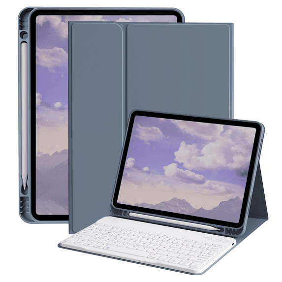 ZKTUYU for iPad (A16) 11th 10th Generation Case with Keyboard 11 inch 2025/2022, Detachable Bluetooth Keyboard, Smart Stand Folio Cover with Pencil Holder for iPad 10th Gen 10.9 inch, (Purple)