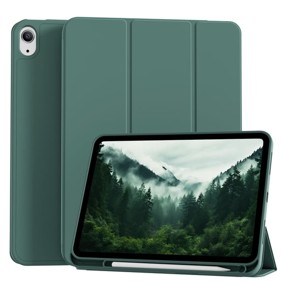 ZKTUYU for iPad (A16) 11th Generation 11 Inch 2025/ iPad 10th Generation 10.9 Inch 2022 Case with Pencil Holder, Hybrid Cover with Soft TPU Back, Supports Touch ID, Auto Wake/Sleep -Green