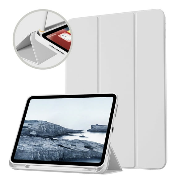 ZKTUYU iPad 11th/10th Generation Case A16 11 inch/10.9 inch 2025/2022, Slim Stand Protective Cover with Pencil Holder, Support Touch ID, Auto Wake/Sleep, Tti-fold Stand Case, Gray