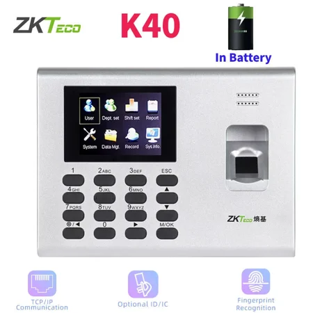 ZKteco K40 Access Control Built-in Battery TCP/IP Fingerprint Time Attendance