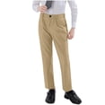 thumbnail image 1 of ZKunhua Boys Dress Pants Elastic Waist Lightweight School Uniform Pant with Pockets for Party Performance Outdoor ,Khaki,8-9 Years, 1 of 9