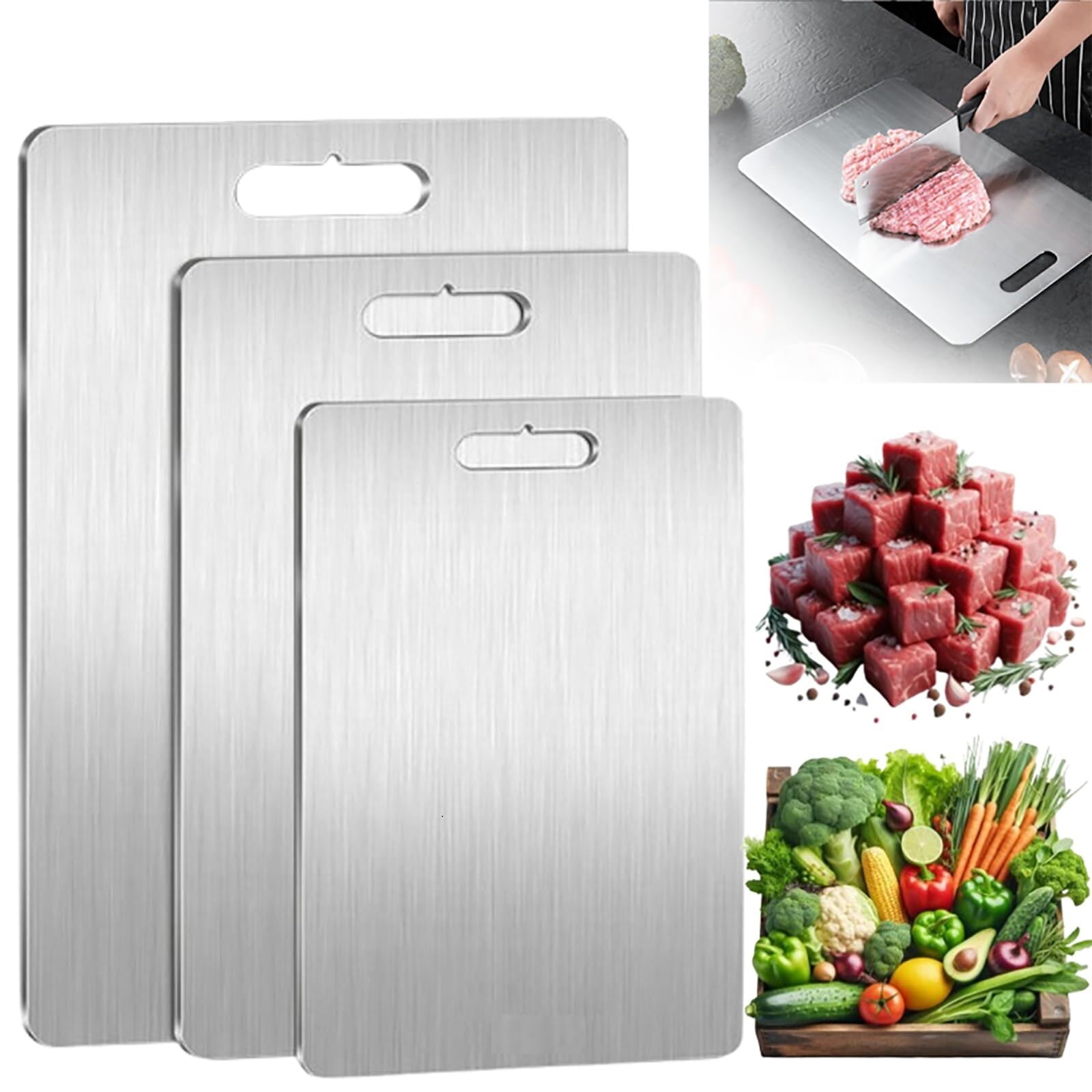 Is Titanium Cutting Board Better Than Stainless Steel ZL 3 Packs Titanium Cutting Boards, Upgrade Stainless Steel Cutting