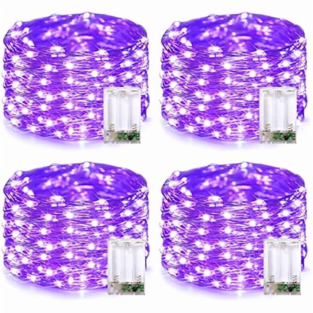 ZL 4 Pack 50 LED Halloween Fairy Lights Battery Operated, 16.1ft Purple ...