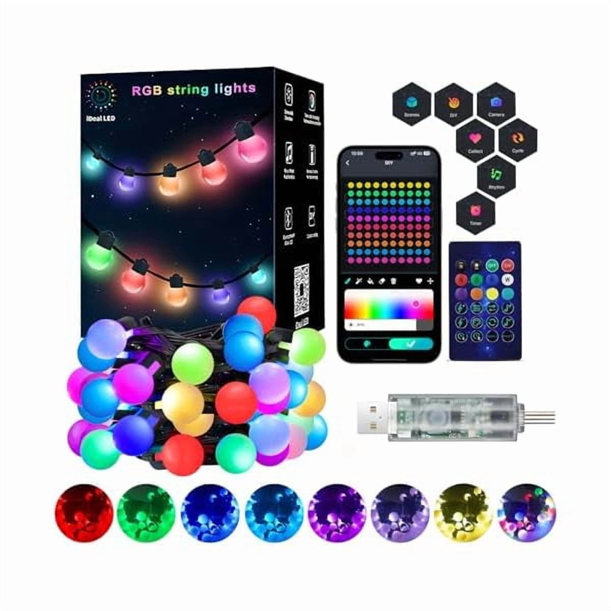 ZL16.4Ft Smart Globe String Lights, 25 Dimmable RGB Mini Color Changing ...