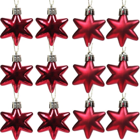 ZLBDYG 12PCS Christmas Tree Ornament Pendants - 5cm Irregular Electroplated Pentagonal Star Decorations, Shiny Hanging Bling Bling Accessories for Holiday Festive Party Decor