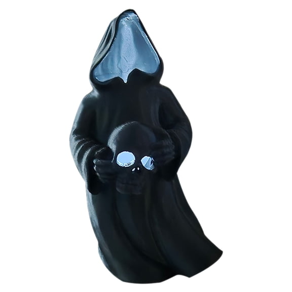 ZLBDYG 3D Printed Grim Reaper Skeleton Night Light with LED Candlestick Base - Spooky Halloween Decor for Bedroom, Party, Window Ornament Creative Gift Idea