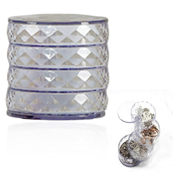 ZLBDYG 4-Layer Rotating Jewelry Storage Box with Earring Holder - Portable Travel Jewelry Organizer Tray and Hanger for Women's Necklaces, Rings, and Bracelets