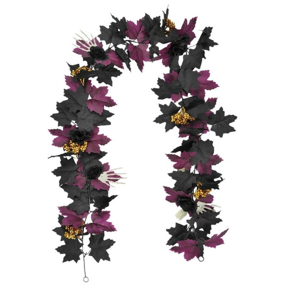 ZLBDYG 5.74ft Gothic Rose Spider & Skeleton Hand Halloween Garland - Spooky Vines Decoration for Indoor Outdoor House Party Decor, Fireplace Mantel and Staircase Railing