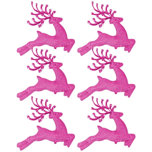 ZLBDYG 6PCS Glitter Christmas Deer Shape Hanging Ornaments Set - Xmas Tree Decorations for Holiday Home Decor, Festive Party Supplies and Sparkling Seasonal Interior Design